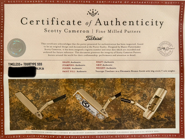 Brand New Chromatic Bronze Timeless + SSS w/Smoke Black Shaft & "T" Alignment Aid