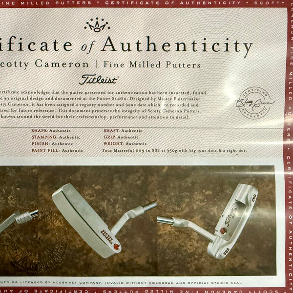 Brand New 009m SSS w/Tour Bombs & "Titleist" Hand Stamp @ 350g