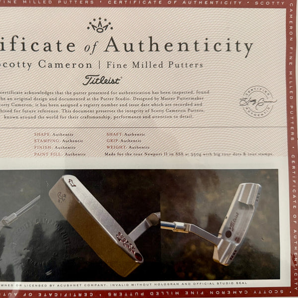 Classic "S.C.M." (Scotty Cameron Made) Newport 2 Tour SSS Tri Sole w/Tiger Stamping @ 350g