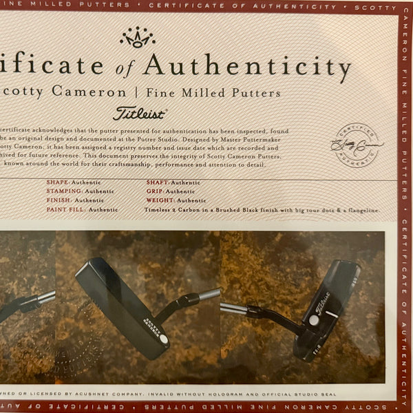 Timeless 2 Carbon (T2.C) In Black Finish w/Tiger Woods Style Stamping @ 350g